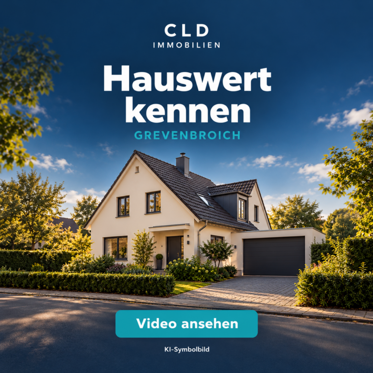 Hauswert kennen in Grevenbroich – Video ansehen. KI-generiertes Symbolbild.